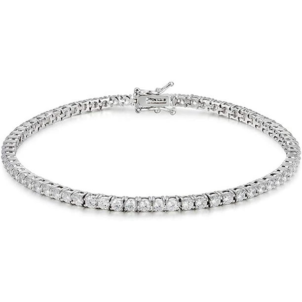 NYC Sterling Cubic Zirconia Heart Prong Tennis Bracelet